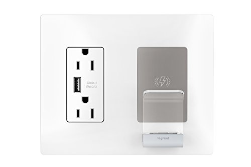 Legrand Radiant RWC826 Premium Wireless USB Charger – Qi-Certified Fast Charging Hub with 15 Amp Tamper-Resistant Outlets & Type A USB Port – Sleek White Design for Effortless Device Powering in Home & Office Environments