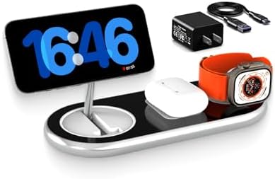 Revolutionary 3-in-1 Magnetic Charging Hub for Apple Devices – Wireless Charger for i Phone 15/14/13/12, Air Pods Pro & All Apple Watches (Sleek Black Design) – Fast, Efficient Power Solution with Space-Saving Design for Ultimate Convenience
