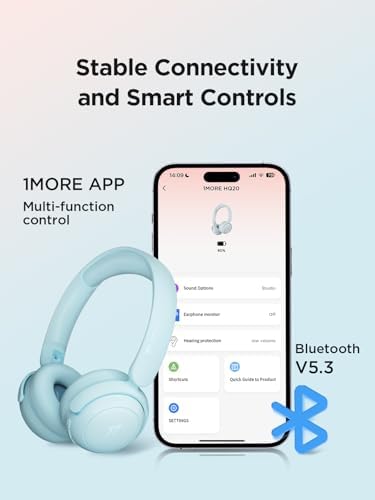 Elevate Your Child’s Audio Adventure with 1 MORE HQ20 Sono Flow Mini Wireless Bluetooth Headphones – Safe Volume Control, 65-Hour Battery Life, Comfortable Over-Ear Design & Built-in Microphone for Seamless Android & i OS Compatibility (Black) – The Ultimate Choice for Young Audiophiles Seeking Quality and Comfort