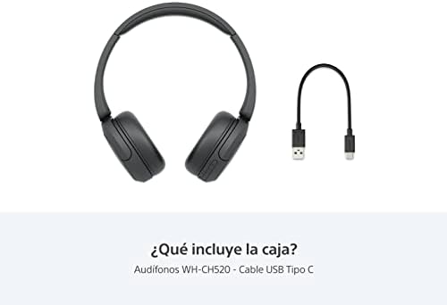 Sony WH-CH520 Wireless On-Ear Headphones – 50-Hour Battery Life for All-Day Listening, Quick Charge for 60 Minutes of Playback in Just 5 Minutes, Integrated Microphone for Effortless Calls, USB-C Charging for Fast Replenishment, Ergonomic Design for Ultimate Comfort – Ideal for Busy Professionals and Music Lovers in Stylish Black Finish