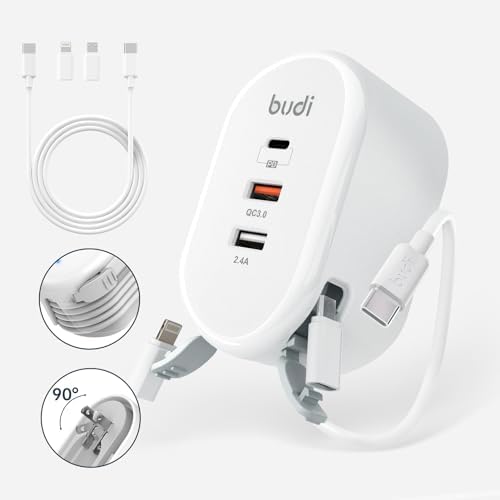 BUDI 33 W Ultra-Slim Travel Wall Charger – Dual USB Fast Charging Adapter for Mac Book, i Pad, i Phone, Samsung Galaxy & More – Compact Design with Advanced Safety Features for Effortless Device Charging