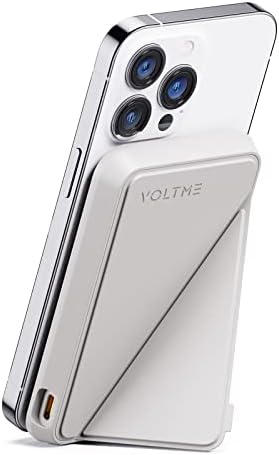 VOLTME Magnetic Power Bank 5,000 m Ah – Foldable Wireless Charger with Kickstand and USB-C Port for i Phone 16/15/14/13/12 Series – Dove Grey, Effortless Alignment for Seamless Charging and Enhanced Portability, Unmatched Battery Performance with American Amprius Technology, Perfect for On-the-Go Use and Reliable Connectivity