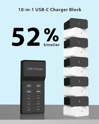 Ultimate Family-Sized 10-Port USB Charging Hub with Smart Auto-Detect Technology – Efficient Multi-Device Power Station for Home and Office – Rapid Charging Solution for Smartphones, Tablets, and Headphones – Safety-Enhanced USB Charger Station for Seamless Connectivity