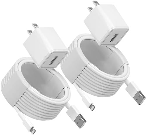 Quigg Cube MFi Certified i Phone Charger Set – 2-Pack 6 FT Lightning Fast Charging Cables with Compact USB Wall Adapters for i Phone 13/12/11/10/X/8 Plus/XR/XS Max/SE/i Pad – Ultimate Charging Convenience and Speed for Home & Travel