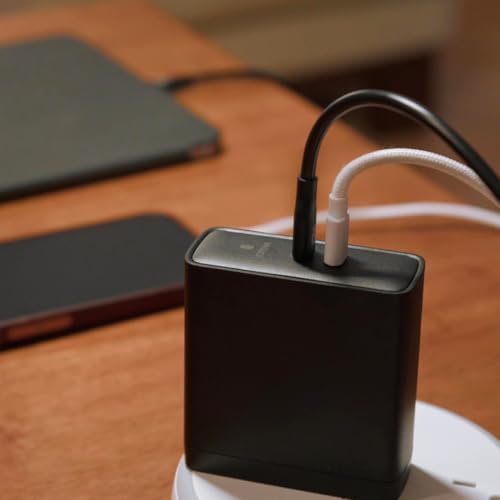 Einova Polaris 140 W Dual USB-C Fast Charger – Charge Two Laptops at Once with PD 3.1 & PPS Technology – Compact Ga N Wall Charger with 6 ft 5 A Cable for Ultimate Portability – Ideal for Professionals & Students on the Move