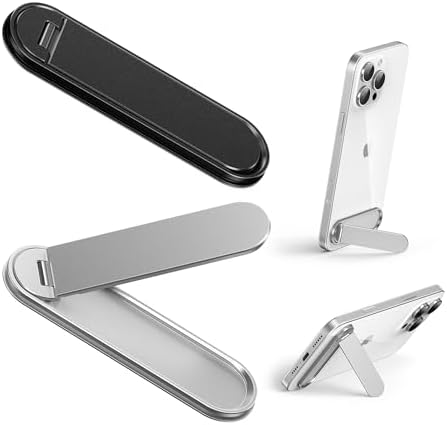 Dual-Angle Adjustable Phone Kickstand – 2 Pack Folding Stand for i Phone & Samsung – Portable, Versatile Hands-Free Holder for Optimal Viewing – Durable Black Design for All Smartphones – Perfect for Video Calls, Streaming & Reading