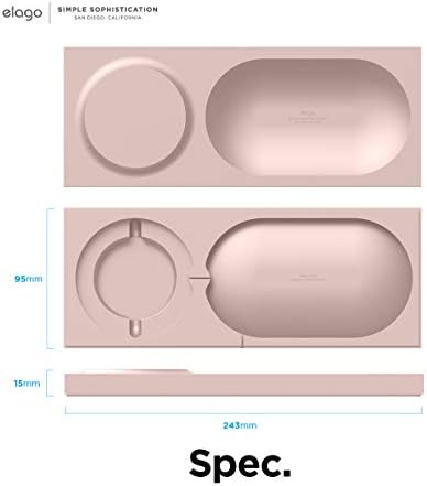 elago Premium Mag Safe Charging Tray: Streamline Your Charging Experience for i Phone 16/15/14/13/12 & Air Pods – Stylish Stone Finish Wireless Station for Home & Office – Durable Non-Slip Design Ensures Device Stability – Customize with Your Own Cable for a Personalized Touch