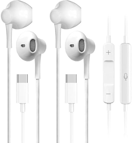 Elevate Your Audio Experience with Premium USB C Earbuds – Ultimate Noise Cancelling Wired Headphones for i Phone 15 and Galaxy Devices, Featuring Built-In Mic & Remote Control for Effortless Calls and Music Management, Exceptional Comfort and Clarity for All-Day Listening – Perfect for Commuters and Audiophiles Alike