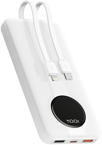 Aioneus 10,000 m Ah Power Bank – Ultra-Fast 22.5 W Portable Charger with Built-in Cable for i Phone 11-16 & Samsung Galaxy S23-S24 – Compact Travel Essential for Android Devices – Reliable Quick Charging Power Pack for On-the-Go Convenience