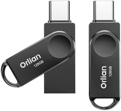 128 GB Dual USB Type C + A OTG Flash Drive – Waterproof Metal Swivel Design for Fast Data Transfer – Ideal Thumb Drive for PC, Laptop, Tablet, i Phone 15 & Android Devices – Portable Storage Solution for On-the-Go Professionals and Students