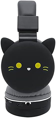 Safe and Fun Black Cat Wireless Over-Ear Headphones for Kids Aged 3-12 – 85 d B Volume Limiter, 30-Hour Playtime, Bluetooth 5.0, FM Radio & TF Card Support – Exceptional Audio Experience for Young Listeners with Ultimate Safety Features