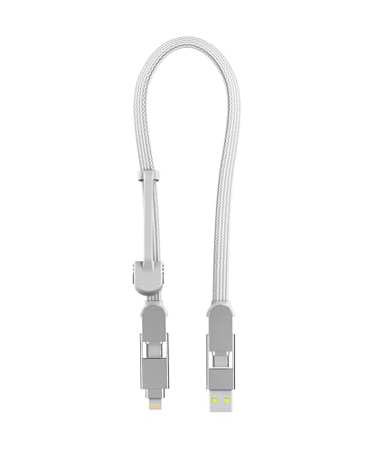 Revolutionize Your Charging Experience with the Rolling Square in Charge XL 30 cm USB C Charger Cable – 6-in-1 Universal Solution for Lightning and USB Devices, Fast 100 W Output, Sleek Glacier White Design for Maximum Portability and Compatibility