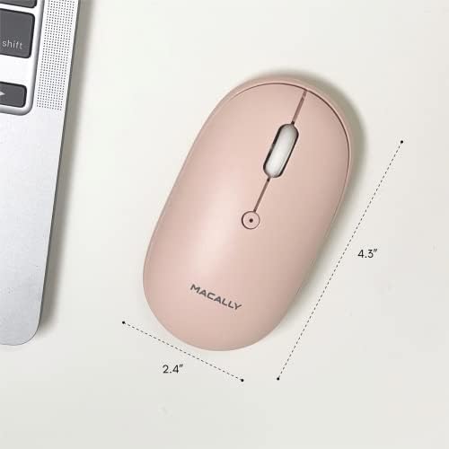 Sleek Macally Wireless Bluetooth Mouse – Rechargeable, Ergonomic Design for Mac & PC – Ultra-Quiet Clicks Perfect for Home, Office & Travel – Enhanced Compatibility with Mac Book Air/Pro, i Mac & Windows Laptops – Experience Comfort & Efficiency in Every Click
