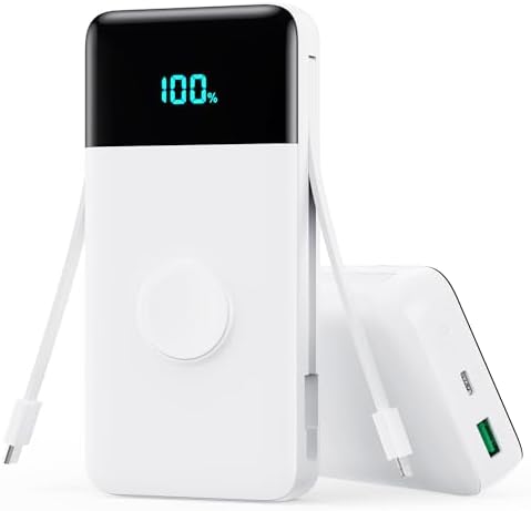High-Capacity 40800 m Ah 5-in-1 Portable Power Bank with Fast Charging for i Phone and Apple Watch – Dual Built-in Cables, Magnetic Wireless Charger, LED Display, Ideal for Travel and Outdoor Adventures, Compatible with Android and More Devices