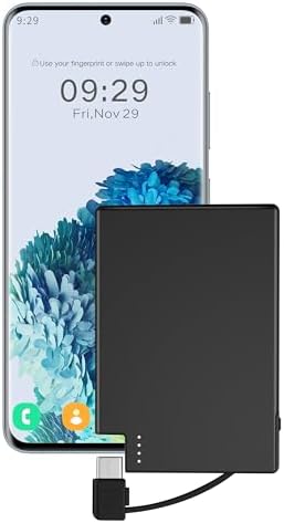 TNTOR Ultra-Slim USB-C Power Bank with Built-in Cable – Pocket-Sized Charger for i Phone 15/16 and Android Devices – Fast Charging, Lightweight, and Wallet-Friendly Battery Pack for On-the-Go Power Solutions
