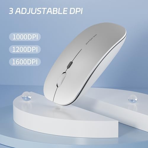 Uciefy Q5 Slim Rose Gold Wireless Mouse – Portable Optical Rechargeable Design with Silent Click, USB Receiver & Type C Adapter for Effortless PC, Laptop & Desktop Compatibility – Elevate Your Workspace with Style & Precision