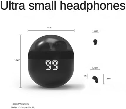 Ultra Compact Wireless Earbuds SK18 – Discreet Bluetooth Headset for Sleep and Daily Activities, IPX5 Waterproof, Lightweight Design with Exceptional Stereo Sound and Integrated Microphone, Ideal for All Ear Types and Ultimate Comfort