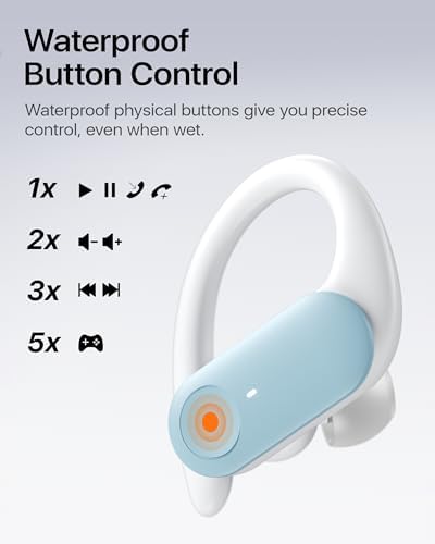 Maximize Your Fitness Journey with NS18 Wireless Earbuds – 12-Hour Playtime, Sweatproof Design, Tailored Sound via Custom App, and Robust 13 mm Bass Drivers for Deep Audio Experience, Featuring Bluetooth 5.3 for Seamless Connectivity (Black) – Ideal for Active Lifestyles and Audiophile Enthusiasts