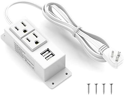 Kungfuking Wall-Mountable Power Strip with USB Ports – 6.56 FT Surge Protector Extension Cord Featuring 2 AC Outlets and Flat Plug Design for Enhanced Charging Flexibility and Device Safety