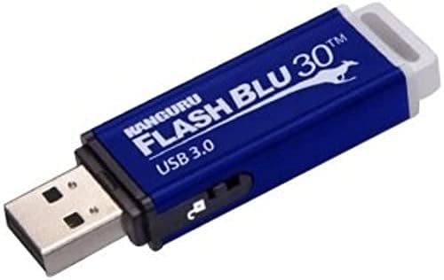 Kanguru Flash Blu30 64 GB USB Flash Drive – Ultimate Data Security with Physical Write Protection – Lightning-Fast USB 3.0 Transfer Speeds for Professionals and Students – Sleek, Portable Design for Easy File Management and Enhanced Compatibility