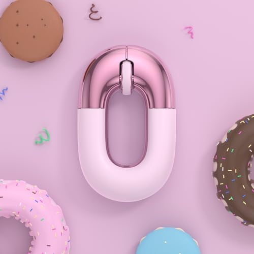 Charming Macaron Dual Mode Wireless Charging Mouse – Sweet Donut Design for Effortless Travel, Silent Operation & 1200 DPI Precision – Perfectly Compatible with PC, Mac & Laptops (Pink) – Elevate Your Workspace with Style and Functionality