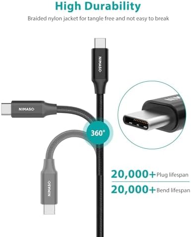 NIMASO USB C 3.1 Gen 2 Cable – 10 Gbps Data Transfer & 4 K Video Output | 100 W PD Fast Charging for i Phone 16, Mac Book, i Pad Pro 2020 & More | Ultimate Versatility for Modern Devices | Unmatched Durability & Speed for Seamless Connectivity