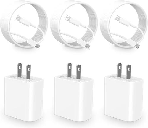 Experience Rapid Power with esbeecables 3-Pack 20 W Type C Fast Charger Set – Compatible with i Phone 14/13/12/11 Pro Max, i Pad, and Air Pods Pro – Includes 6 FT USB C Charging Cable for Ultimate Convenience and Enhanced Safety Features – Ideal for Home, Office, and Travel – Stay Charged and Ready to Go!