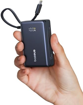 Baseus Picogo 10000 m Ah Portable Charger – 45 W Fast Charging Power Bank with Built-in USB-C Cable, Ideal for i Phone 16/15/14/13, Samsung S22/S21, Google Devices & i Pad – Ultimate Multi-Device External Battery with Enhanced Speed and Compatibility for On-the-Go Power Needs