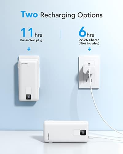 Charmast Ultra-Fast 20000 m Ah Portable Charger with Integrated Cables and Wall Plug – Universal Compatibility for i Phone 16/15/14/13, Samsung, Google, i Pad – Sleek Design, Rapid 20 W USB-C Power Delivery for On-the-Go Charging Solutions