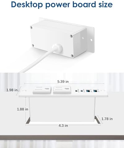 Recessed Power Strip with USB C PD Fast Charging – 30 W Flush Mount Desk Outlet for Space-Saving Convenience, 2 AC Outlets & 2 USB Ports, 6 ft Cord, Ultra Thin Flat Plug for Tidy Workspaces – Perfect for Home Offices and Multi-Device Charging Solutions