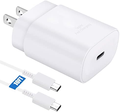 10 Ft USB C Charging Cable with 25 W Fast Charge Block – Optimal Compatibility for Samsung Galaxy S25/S24/S23 Series and Note 20/10 – Durable, Long-Lasting Performance for Home, Office, or Travel Use – Effortless Power for Your Android Devices