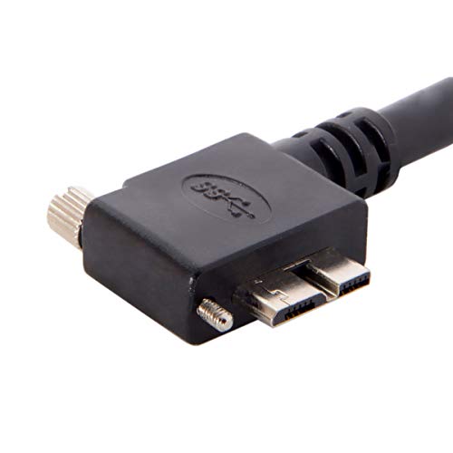 Chenyang 90-Degree Micro USB 3.0 Cable – Type A Male to Micro B Male, 3 M High-Speed Connector for Industrial Cameras & Devices, Enhanced Durability with Mount Panel Screws, Perfect for Tight Spaces and Optimal Cable Management