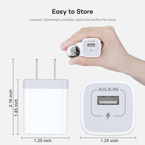 5-Pack Dual Port USB Wall Charger – Fast Charging Power Adapter Cube for i Phone 16, Samsung Galaxy, and More – Compact Travel Brick with Safety Features for Quick Device Charging and Enhanced Compatibility – Ideal for Home and On-the-Go Use