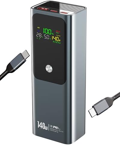 High-Capacity 27000 m Ah Power Bank with 140 W Single Output – PD3.1 Fast Charging Portable Laptop Charger with Smart Display – Includes 100 W USB-C Cable – Versatile 3-Port Battery Pack for PCs & Smartphones – Ultimate On-the-Go Power Solution