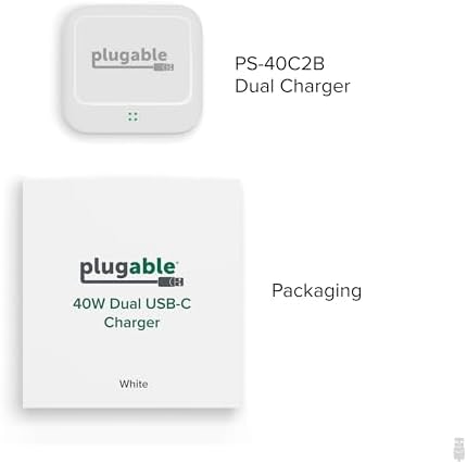 Dual USB-C 40 W Fast Charging Wall Adapter – Compact Plugable Power Charger for i Phone 16, i Pad, Air Pods, Samsung Galaxy, Google Pixel – Foldable Design for Portability and Versatile Use in Home or Travel – Sleek Black Finish for Modern Aesthetics and Enhanced Device Compatibility