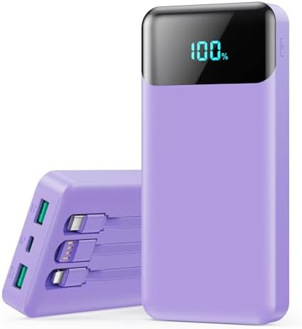 High-Capacity 40800 m Ah Portable Charger with Integrated Cables – Fast PD 25 W USB-C & QC4.0 Power Bank for i Phone 15/16 and Samsung – Smart LED Indicator, 5 Outputs for Multi-Device Charging – Ultimate Travel Companion for On-the-Go Power Solutions