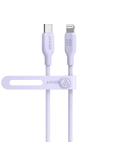 Anker 6 FT USB C to Lightning Cable – MFi Certified, Eco-Friendly Bio-Based Charging Cord for i Phone 14 and More – Stylish Purple Design for Enhanced Durability and Fast Data Transfer – Perfect for Home and Office Use