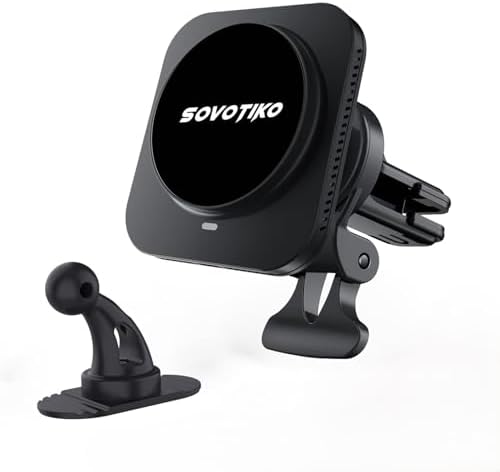 Elevate Your Driving Experience with the 15 W Sovotiko Mag Safe Car Charger – Premium Magnetic Phone Holder for Seamless Fast Charging in Your Car, Compatible with i Phone 16/15/14/13/12 Pro Max & Samsung Galaxy S25 Ultra/S24/S23+ – Effortless Installation on Air Vents or Dashboards, Stylish Design Enhances Any Vehicle Interior, Stay Connected Safely While Navigating and Charging on the Go.