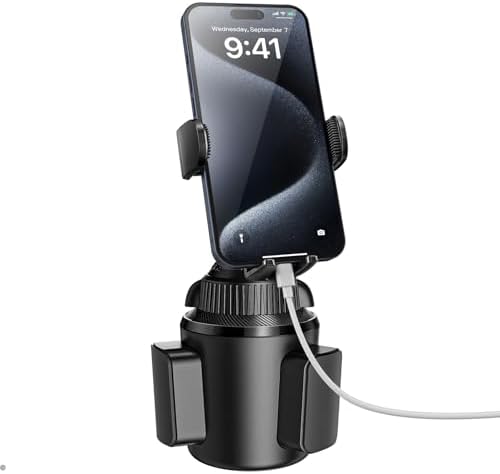 Universal Car Cup Phone Holder by APPS2 | Adjustable Long Arm with 360° Swivel for i Phone, Samsung, Google & All Smartphones | Secure, Stable Design for Hands-Free Navigation & Communication | Effortless Installation in Standard Cup Holders | Ideal Smartphone Accessory for Safe Driving