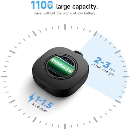 SURITCH Portable Wireless Charger for Samsung Galaxy Watches – 1100 m Ah Compact Power Bank with Keychain Design for Ultra/7/6/6 Classic/5/5 Pro/4/4 Classic/3/Active Series – Fast Charge Solution for Active Lifestyles – Sleek Black Finish for Style and Versatility