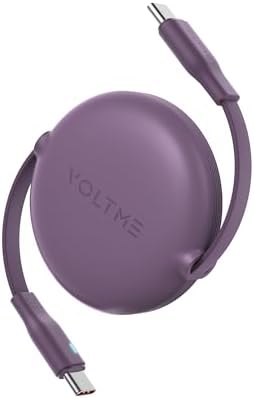 VOLTME 60W Retractable USB C Cable, USB C to USB C Car Charger Retractable Cord, 4-Stage Length Preset iPhone Charger Cord Fast Charging for iPhone 16/iPad/MacBook/Samsung S24 Purple – Enhanced Compatibility and Speed