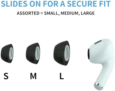 Upgrade Your Listening Experience with Comply Memory Foam Earbud Tips for Apple Air Pods Pro 1 & 2 | Superior Comfort & Secure Fit | Premium Noise Isolation Design | Anti-Slip Technology | Black, Medium (3 Pairs) for Enhanced Sound Quality and Longevity