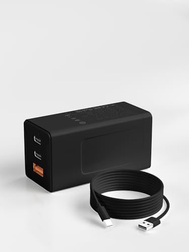 65 W 3-Port USB-C Fast Charger – Versatile Power Adapter for Mac Book, i Phone 16/15/14, Galaxy & More – Compact Design with Included Cable for Effortless Home or Travel Use – Optimal Device Compatibility & Safety Features