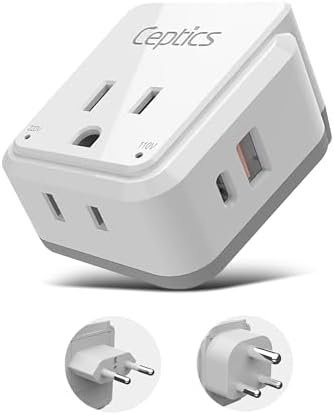 Compact Travel Power Adapter Set for Brazil, Peru & Chile – 20 W Dual USB & USB-C Charger with 2 USA Sockets – Fast Charging with Type C & N Attachments – Portable Plug Converter for Global Travelers – Stay Connected Anywhere