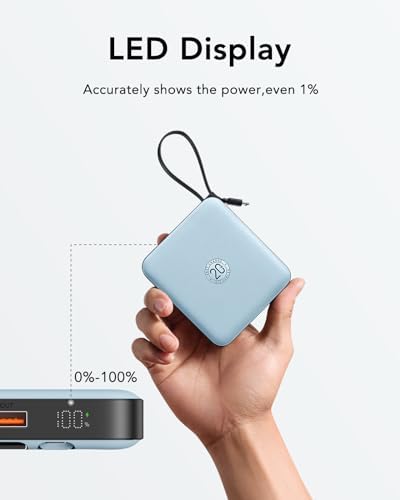 VRURC 10,000 m Ah USB C Portable Charger – Fast Charging Power Bank with Built-in Cable for i Phone 16/15/14, Galaxy S23/S22, Google Pixel & More – Lightweight Green Design for Ultimate Mobility and Reliability