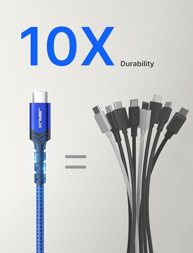 JSAUX 10 ft USB C Cable 2-Pack – High-Speed Charging & Data Transfer for i Phone 16 Series, Samsung Galaxy S20/S10/S9 & Note 20 – Durable Nylon Braided Design for Ultimate Reliability – Perfect for Home, Office & On-the-Go Use – Enhanced Compatibility with USB 3.1 Technology – Sleek Black Finish for Professional Aesthetics