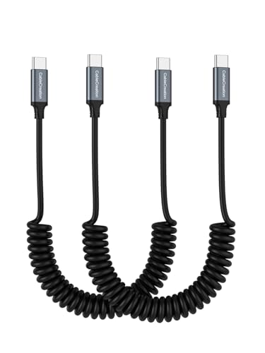 CableCreation Coiled USB C to USB C Cable 2Pack, Charger Cable for Carplay & Android Auto Compatible with iPhone 16, 15, Samsung Galaxy S24 / S23, Google Pixel, Tablet – Enhanced Compatibility and Speed