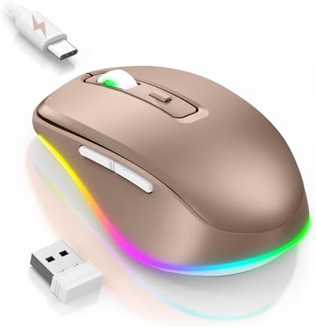 PEIOUS Rechargeable Wireless Mouse with LED – Innovative Jiggler Technology to Keep Your Computer Awake – Sleek Black Design for Optimal Comfort and Productivity