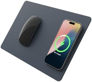 POUT H3 Midnight Blue Portable Qi Wireless Charging Mouse Pad – Effortless Device Charging Meets Sleek Workspace Efficiency for Laptops, i Phones, Air Pods & Samsung Galaxy – Lightweight, Non-Slip Design Enhances Productivity & Style