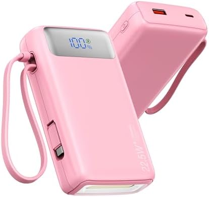 High-Capacity 27000 m Ah Portable Power Bank with Built-In Cable for i Phone 15/16 Series – Fast-Charging USB-C Battery Pack, LED Display for On-the-Go Charging, Reliable Travel Companion for All Smartphones